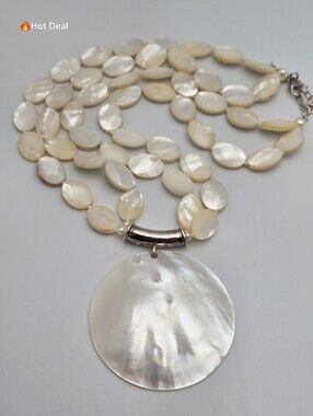 Lucas Lameth Mother of Pearl Necklace Double Strand Vintage 1990 Signed